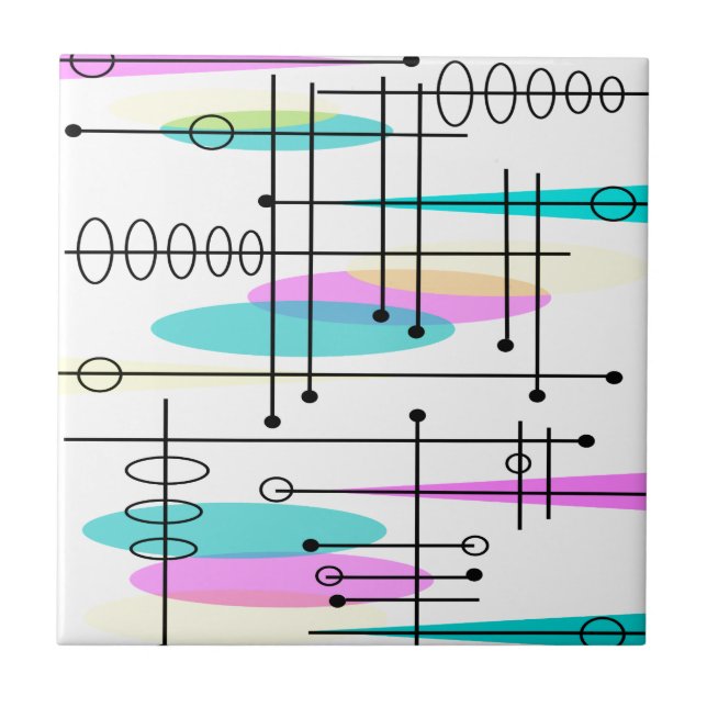Atomic Era Abstract Colors and Design Tile (Front)