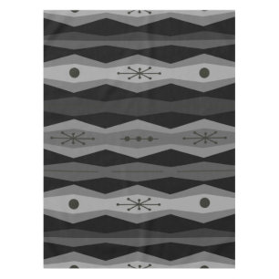 Atomic Era Abstract Columns Black Gray Tablecloth