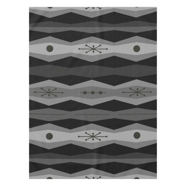 Atomic Era Abstract Columns Black Gray Tablecloth (Front)