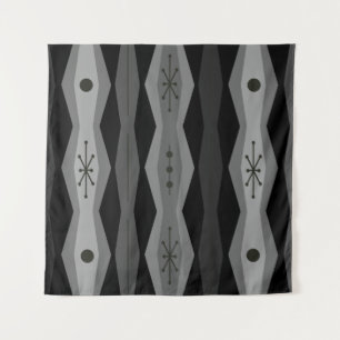 Atomic Era Abstract Columns Black Gray Tapestry