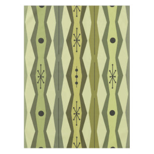 Atomic Era Abstract Columns Green Chartreuse Tablecloth