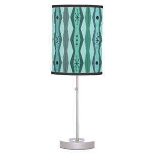 Atomic Era Abstract Columns Turquoise Table Lamp