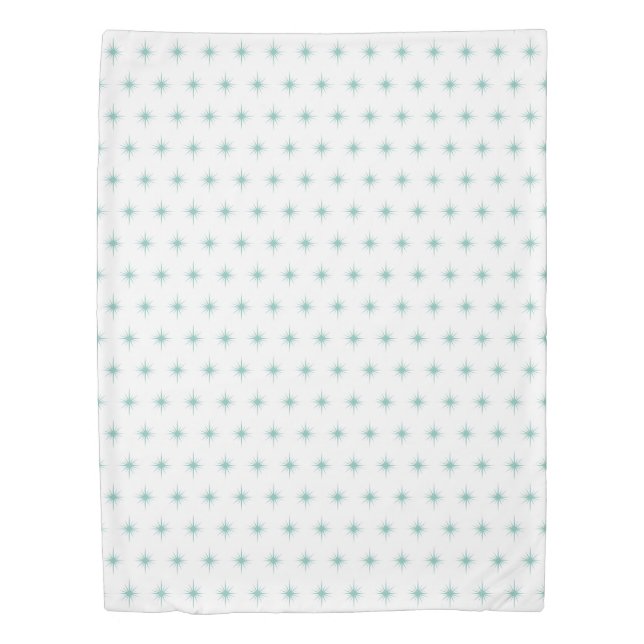 Atomic Era Aqua Blue Starburst Pattern Mid-century Duvet Cover (Front)