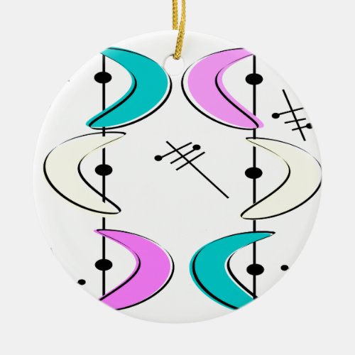 Atomic Era Boomerang Abstracts Ceramic Ornament