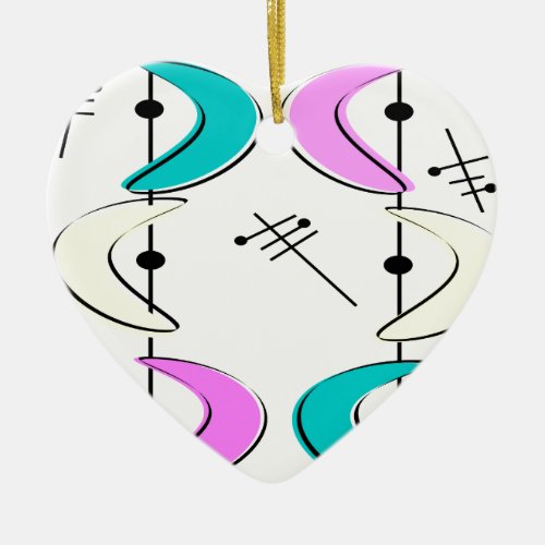 Atomic Era Boomerang Abstracts Ceramic Ornament