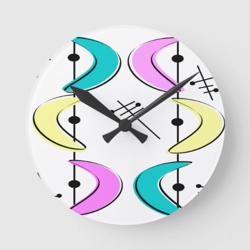 Atomic Era Boomerang Abstracts Round Clock