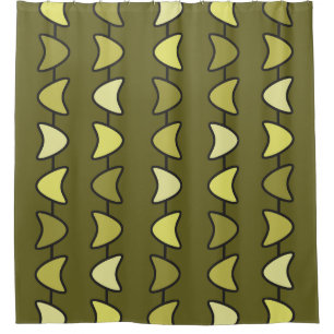 Atomic Era Boomerangs Olive Green Shower Curtain