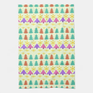 Atomic Era Christmas Trees Kitsch Light Kitchen Towel