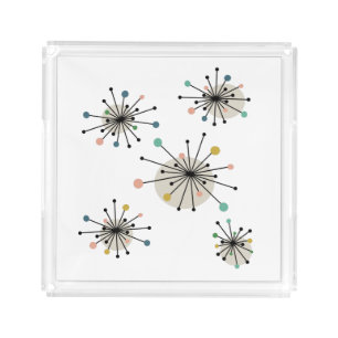 Atomic Era Colorful Starburst Retro Acrylic Tray