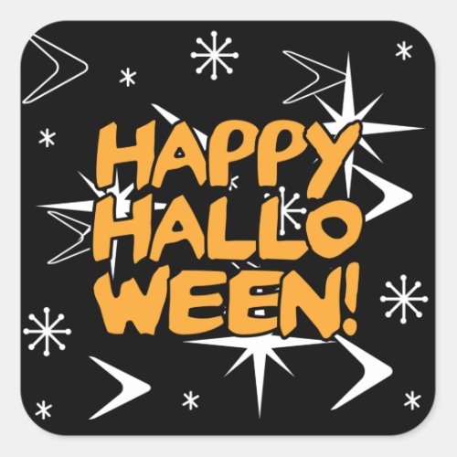 Atomic Era Happy Halloween Square Sticker