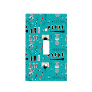 Atomic Era Inspired Abstract Design Teal  Light Switch Cover