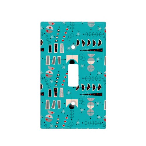 Atomic Era Inspired Abstract Design Teal  Light Switch Cover