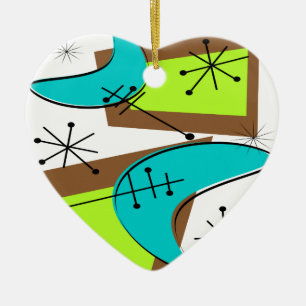 Atomic Era Inspired Boomerang Design Ceramic Ornament
