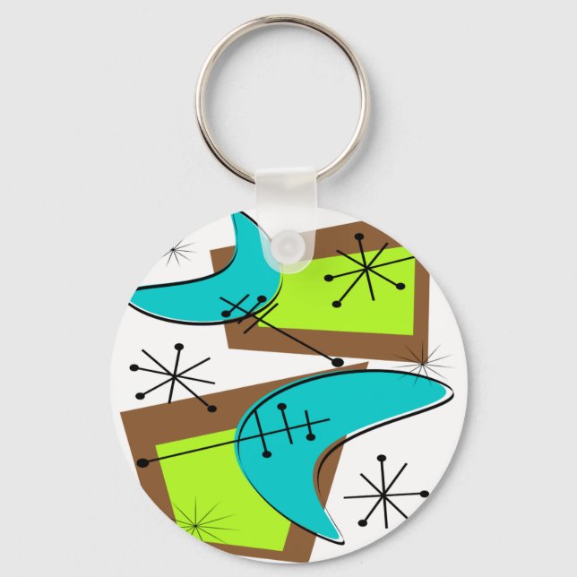 Atomic Era Inspired Boomerang Design Keychain (Front)