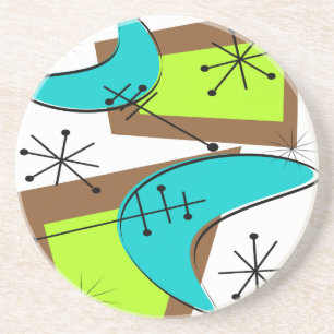 Atomic Era Inspired Boomerang Design Sandstone Coaster