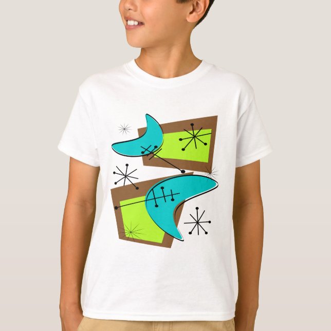 Atomic Era Inspired Boomerang Design T-Shirt (Front)