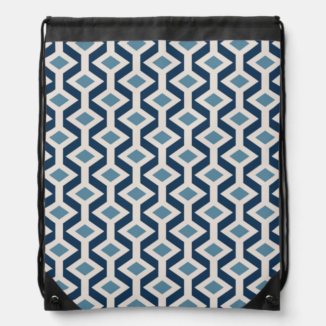 Atomic Era Inspired Geometric Pattern Drawstring Bag (Front)