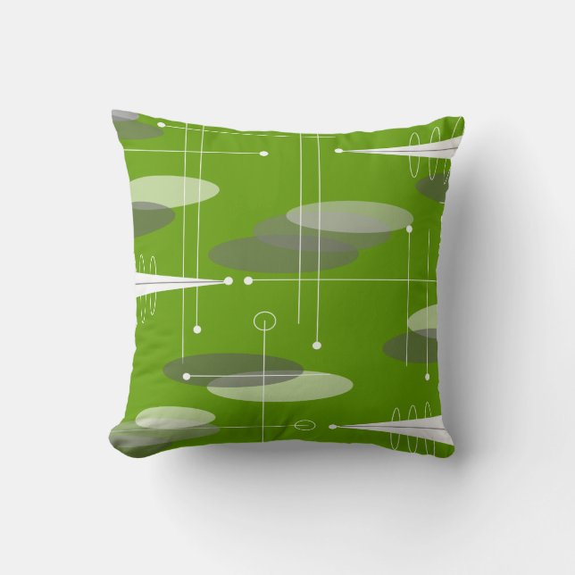Atomic Era Inspired in Lime Throw Pillow (Front)
