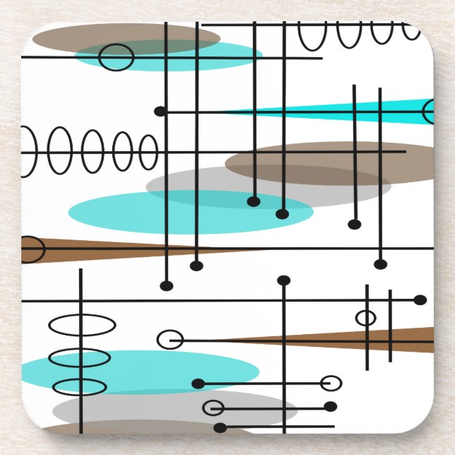 Atomic Era Inspired Mid-Century Design 13 Beverage Coaster (Front)