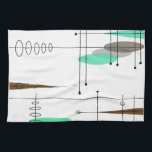 Atomic Era Inspired Mid-Century Design 14 Kitchen Towel<br><div class="desc">Atomic Era Inspired,  Mid-Century Modern design in colors of seafoam green,  brown and black.  Artist recreated atomic design based on a swatch of fabric from that era.</div>