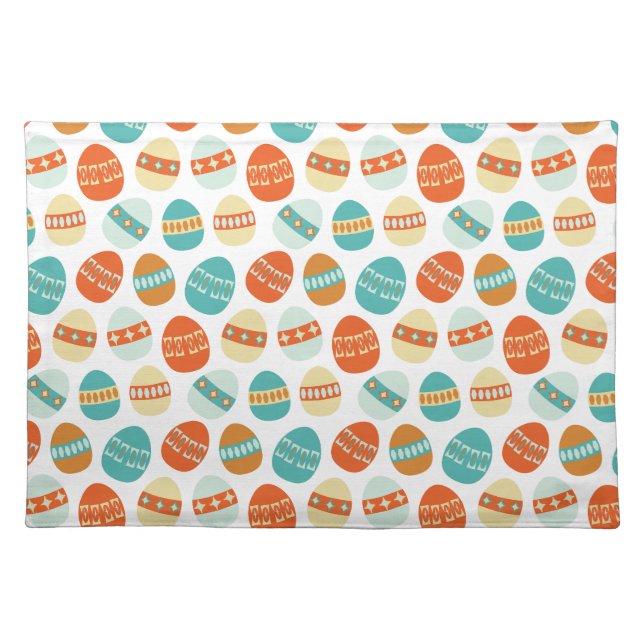 Atomic Era, Mid Century Mod, Easter Eggs Pattern Cloth Placemat (Front)
