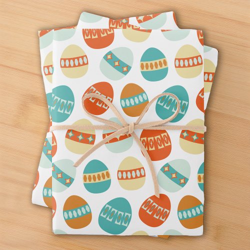 Atomic Era Mid Century Mod Easter Eggs Pattern Wrapping Paper Sheets