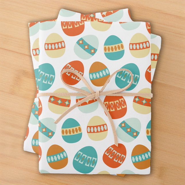 Atomic Era, Mid Century Mod, Easter Eggs Pattern Wrapping Paper Sheets (Creator Uploaded)