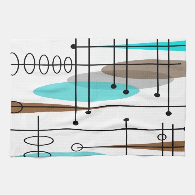 Atomic Era Mid-Century Modern Abstract Kitchen Towel (Horizontal)