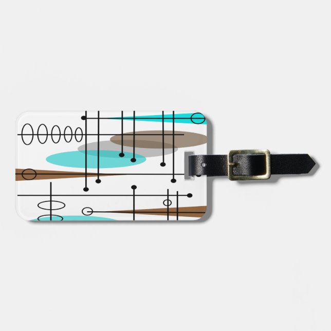 Atomic Era Mid-Century Modern Abstract Luggage Tag (Front Horizontal)