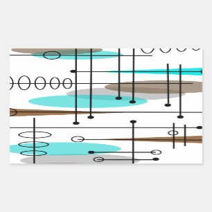 Atomic Era Mid-Century Modern Abstract Rectangular Sticker