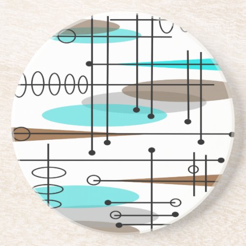 Atomic Era Mid_Century Modern Abstract Sandstone Coaster