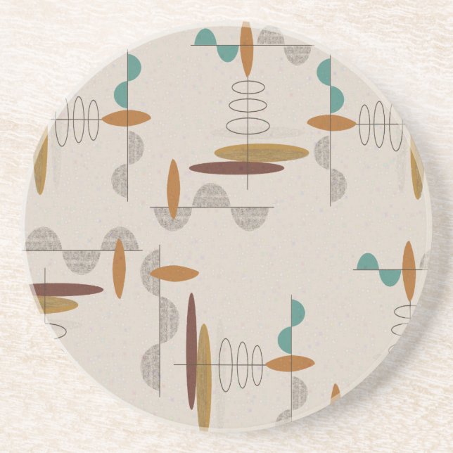 Atomic Era Mid-Century Modern Abstract Sandstone Coaster (Front)