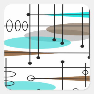Atomic Era Mid-Century Modern Abstract Square Sticker