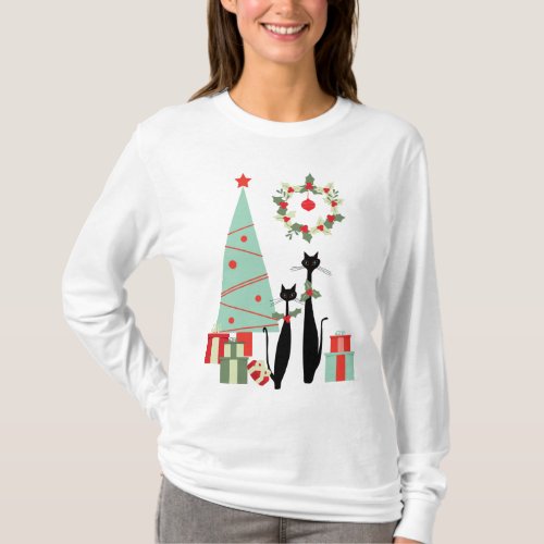 Atomic Era Mid Century Modern Cool Cat Christmas T_Shirt