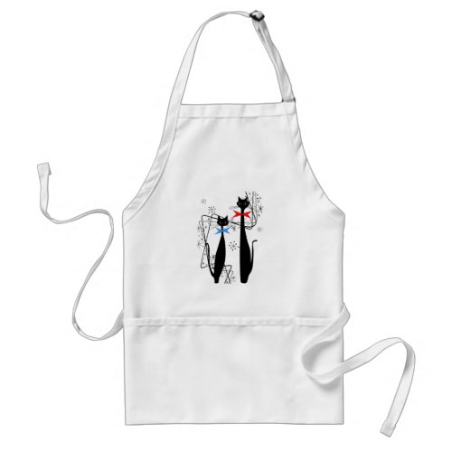 Atomic Era Mid Century Modern Cool Cat Pair Adult Apron