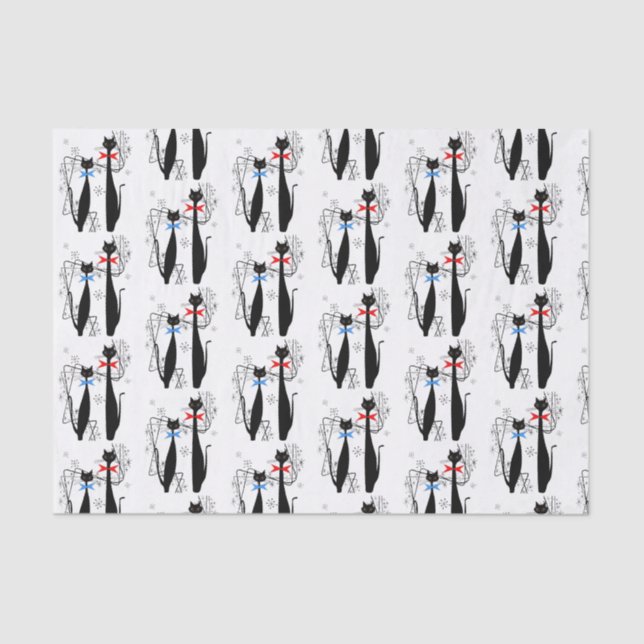 Atomic Era Mid Century Modern Cool Cat Pair Tissue Paper (Front)