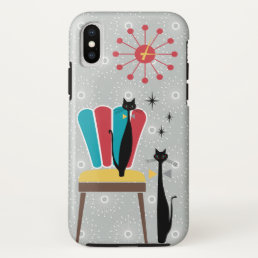 Atomic Era Mid Century Modern Cool Cats &amp; Chair iPhone X Case