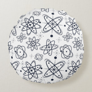 Atomic Era: Mid-Century Modern Patterns Round Pillow