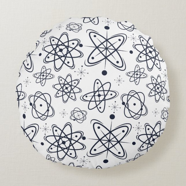 Atomic Era: Mid-Century Modern Patterns Round Pillow (Front)