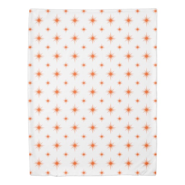 Atomic Era Orange Starburst Pattern Mid-century Duvet Cover (Front)