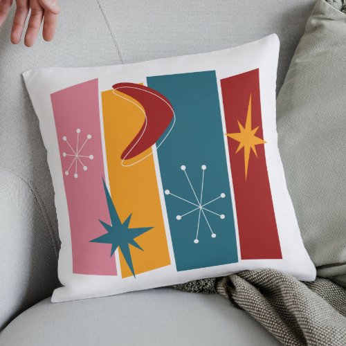 Atomic Era Rectangles Boomerang Starburst MCM Throw Pillow