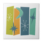 Atomic Era Rectangles Boomerang Stars Mid Mod Ceramic Tile<br><div class="desc">Make a statement in your tiling project with this bold atomic era mid century ceramic tile. With its avocado green, blue, orange, white, and turquoise rectangles, stars, and boomerang it’s sure to get a few “wows”!</div>