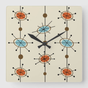 Atomic Era Satellites Square Wall Clock