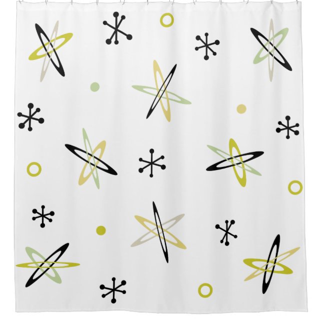 Atomic Era Space Age Shower Curtain (Front)