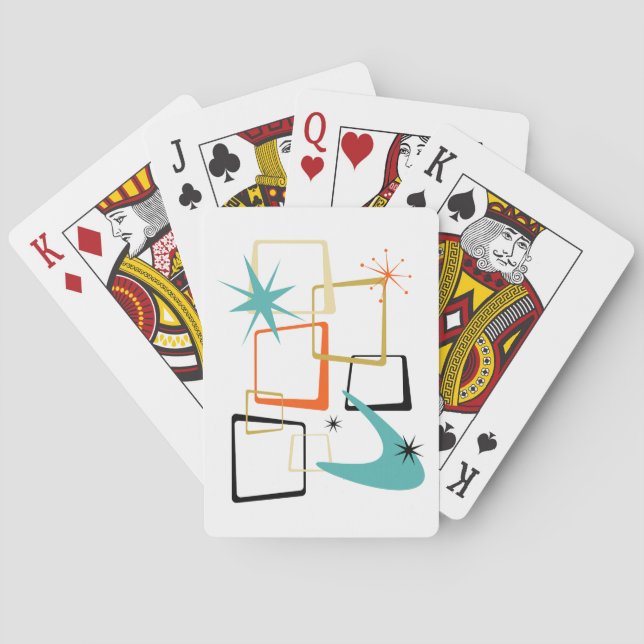 Atomic Era Squares Boomerang Starburst Mid Century Poker Cards (Back)