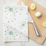 Atomic Era Starburst and Dots Mid-century Modern Kitchen Towel<br><div class="desc">Add a pop of color to your kitchen with this cute atomic starburst and dots pattern kitchen towel. It features the colors of turquoise blue,  avocado green,  cream,  and black. It's a great way to add a little fun to your kitchen decor!</div>