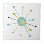 Atomic Era Starburst Mid Century Modern Ceramic Tile<br><div class="desc">This fabulous mid century modern decorative tile features an atomic starburst in the colors of light turquoise blue,  avocado green,  yellow,  and black. This will make a colorful addition to your tiling project!</div>