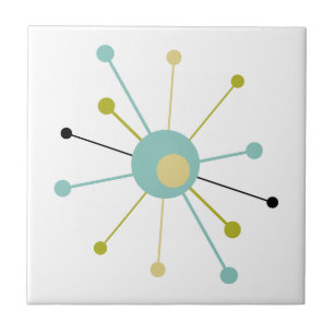 Atomic Era Starburst Mid Century Modern Ceramic Tile