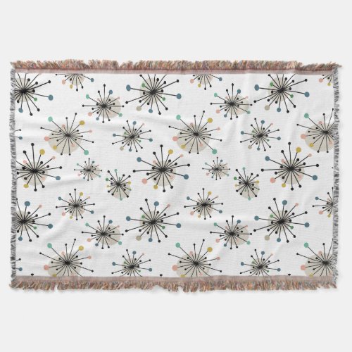 Atomic Era Starburst Mid Century Modern Throw Blanket