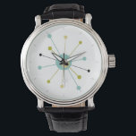 Atomic Era Starburst Mid Century Retro Watch<br><div class="desc">This colorful mid century modern watch features an atomic starburst in turquoise blue,  avocado green,  cream,  and black. So fun to add to your wrist!</div>